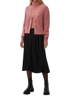QS designed by Strickjacke Viskosemix V-Ausschnitt Knopfleiste rosa, grün S22 2124662