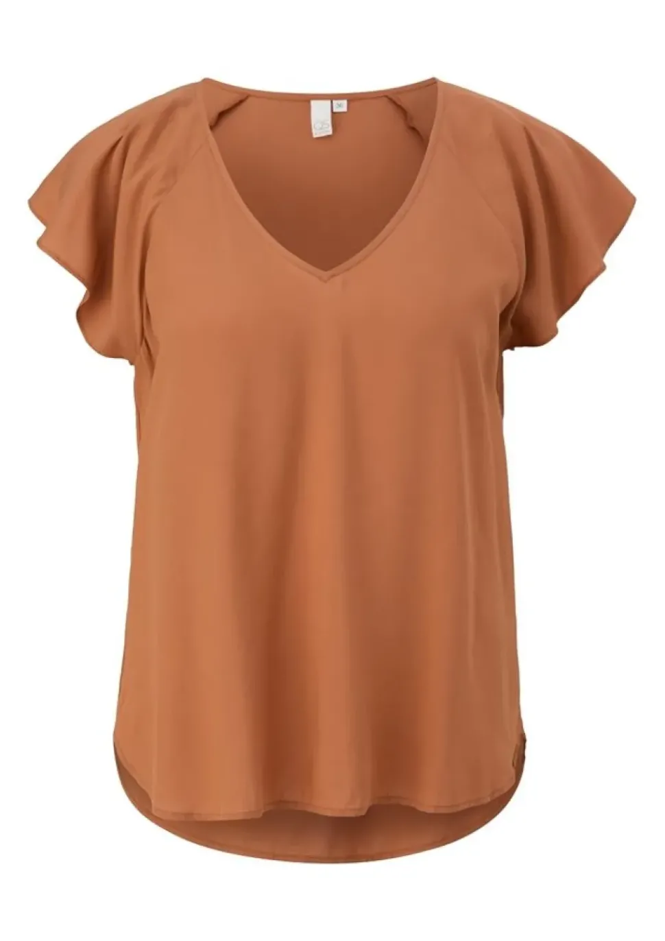 QS designed by Viskosebluse mit V-Ausschnitt braun S13 2130779
