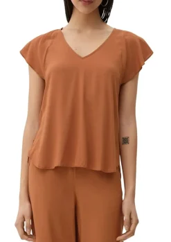 QS designed by Viskosebluse mit V-Ausschnitt braun S13  2130779