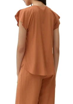 QS designed by Viskosebluse mit V-Ausschnitt braun S13 2130779