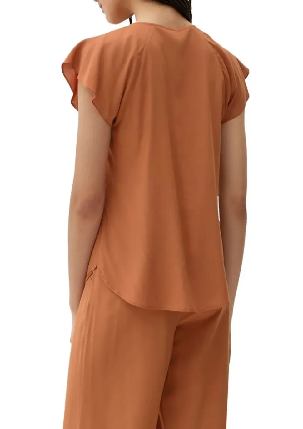 QS designed by Viskosebluse mit V-Ausschnitt braun S13 2130779