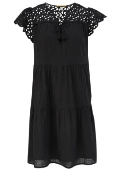 QS designed by Volantkleid mit Broderie Anglaise schwarz S13  2125550