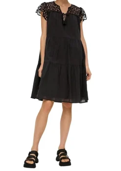 QS designed by Volantkleid mit Broderie Anglaise schwarz S13  2125550