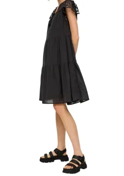 QS designed by Volantkleid mit Broderie Anglaise schwarz S13 2125550