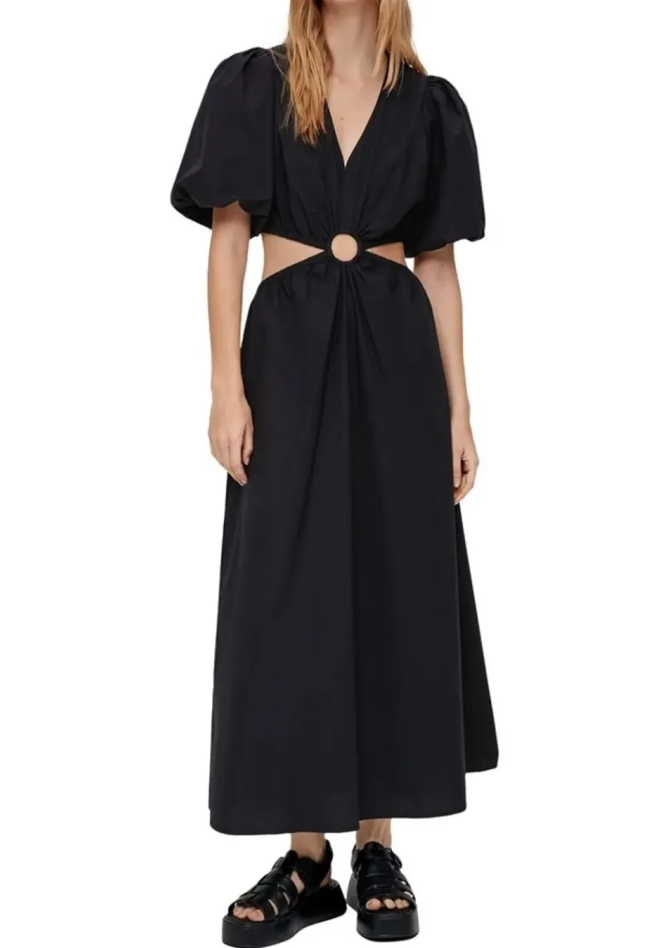 QS designed by Zweiteiliges Popeline-Kleid schwarz S13 2126833
