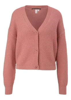 QS desinged by Strickcardigan V- Ausschnitt Knopfleiste rosa,lila, schwarz S22 2125126