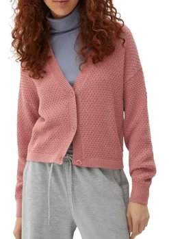 QS desinged by Strickcardigan V- Ausschnitt Knopfleiste rosa,lila, schwarz S22 2125126