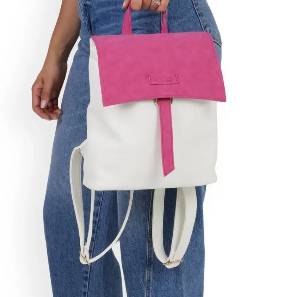 Remonte Damen Rucksack weiß pink S14 Q0526-80