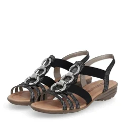 Remonte Damen Sandale Gummizug Schmuckelemente schwarz S14 R3605-02