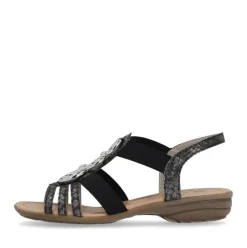 Remonte Damen Sandale Gummizug Schmuckelemente schwarz S14 R3605-02