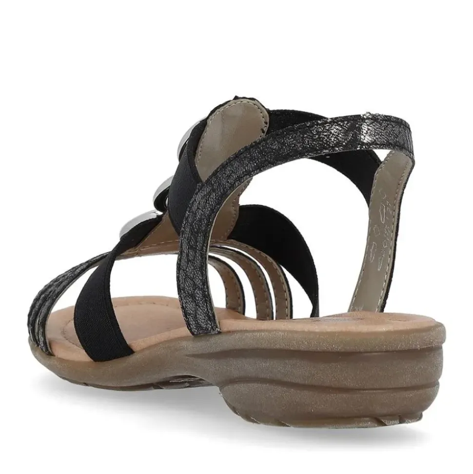 Remonte Damen Sandale Gummizug Schmuckelemente schwarz S14 R3605-02
