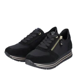 Remonte Damen Schnürschuh Sneaker Plateausohle gestreift Wechselfußbett schwarz S22 D1316-01