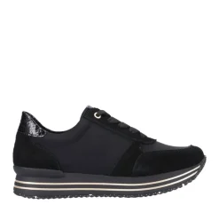 Remonte Damen Schnürschuh Sneaker Plateausohle gestreift Wechselfußbett schwarz S22 D1316-01