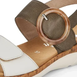 Remonte Sandale Leder Klettverschluss grün weiß R6853-54