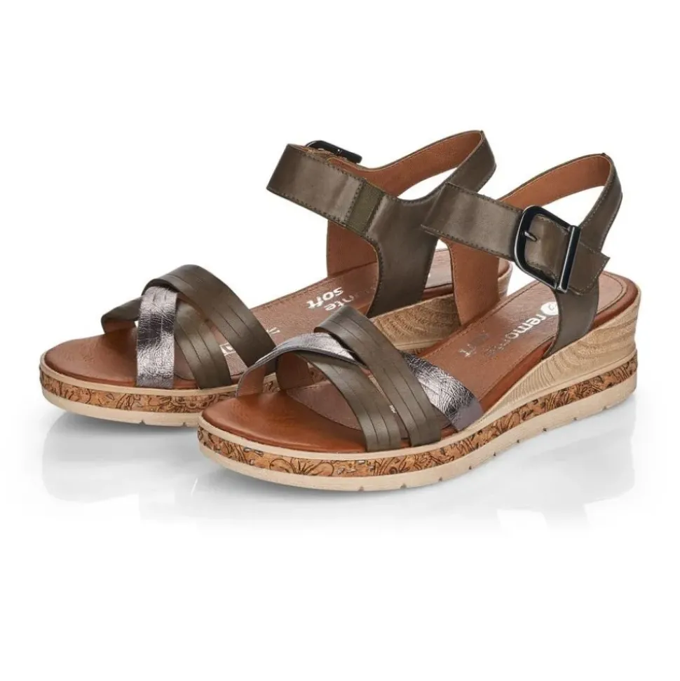 Remonte Sandale Leder Kork Klettverschluss grün D3057-54
