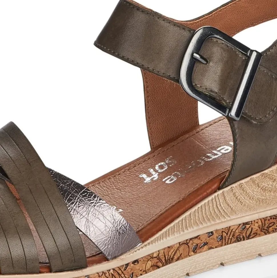 Remonte Sandale Leder Kork Klettverschluss grün D3057-54
