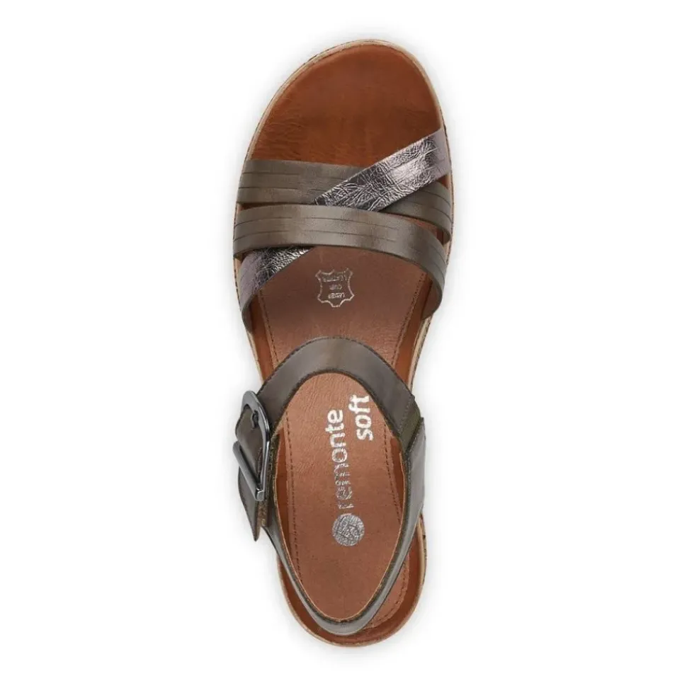 Remonte Sandale Leder Kork Klettverschluss grün D3057-54