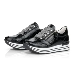 Remonte Sneaker Leder Reißverschluss schwarz softfoam D1302-02