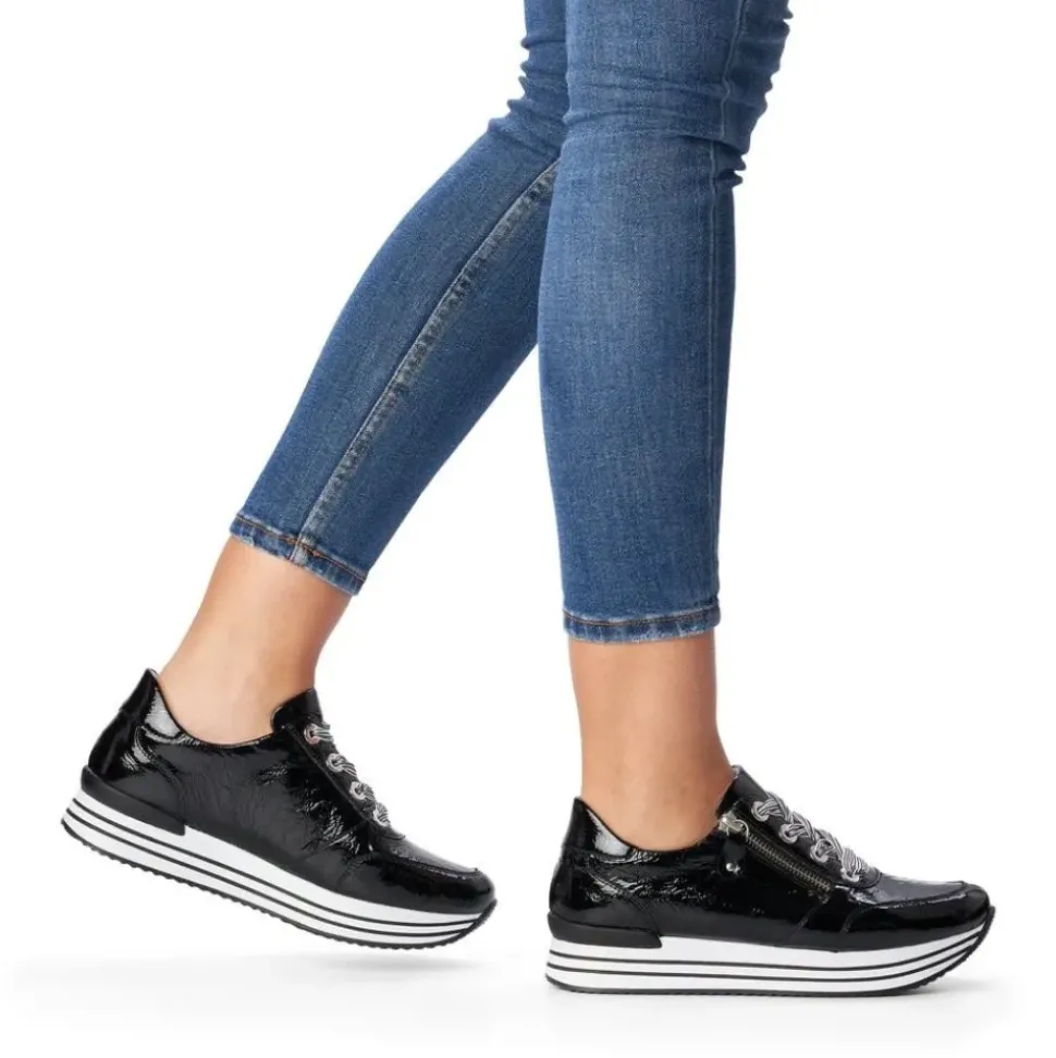 Remonte Sneaker Leder Reißverschluss schwarz softfoam D1302-02