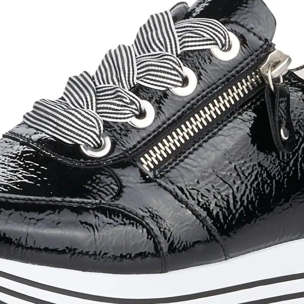 Remonte Sneaker Leder Reißverschluss schwarz softfoam D1302-02