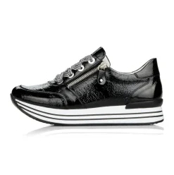 Remonte Sneaker Leder Reißverschluss schwarz softfoam D1302-02