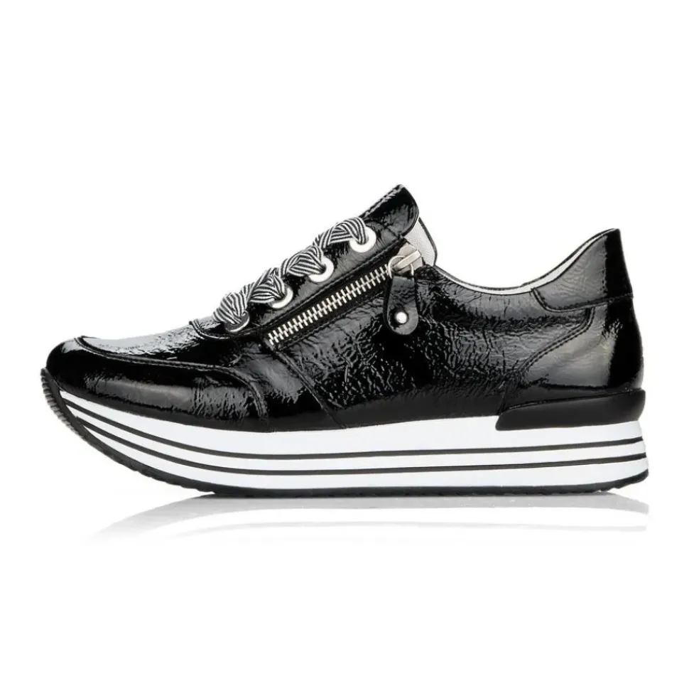 Remonte Sneaker Leder Reißverschluss schwarz softfoam D1302-02