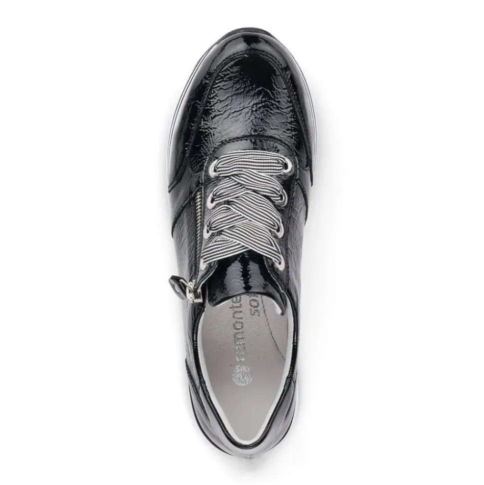 Remonte Sneaker Leder Reißverschluss schwarz softfoam D1302-02