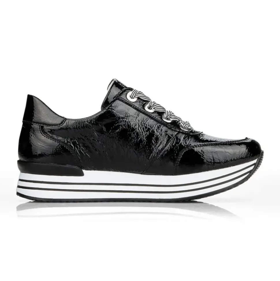 Remonte Sneaker Leder Reißverschluss schwarz softfoam D1302-02