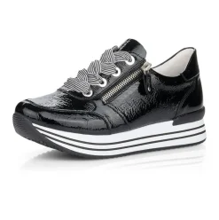 Remonte Sneaker Leder Reißverschluss schwarz softfoam D1302-02