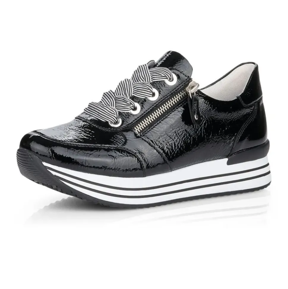 Remonte Sneaker Leder Reißverschluss schwarz softfoam D1302-02