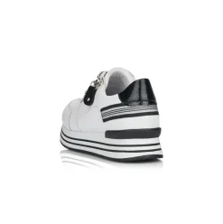 Remonte Sneaker Schnürer Leder Reißverschluss weiss kombi softfoam D1312-80