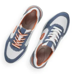 Remonte Sneaker Schnürer Leder blau kombi softfoam Wechselfußbett  R2527-15
