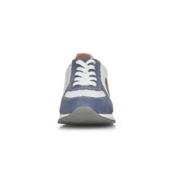 Remonte Sneaker Schnürer Leder blau kombi softfoam Wechselfußbett  R2527-15