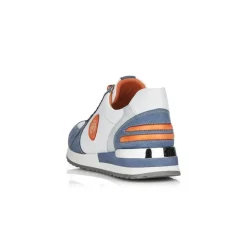 Remonte Sneaker Schnürer Leder blau kombi softfoam Wechselfußbett  R2527-15