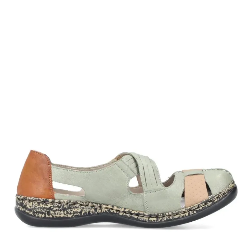 Rieker Antistress Damen Ballerina Klettverschluss Riemchen grün S13 46368-52
