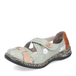 Rieker Antistress Damen Ballerina Klettverschluss Riemchen grün S13 46368-52