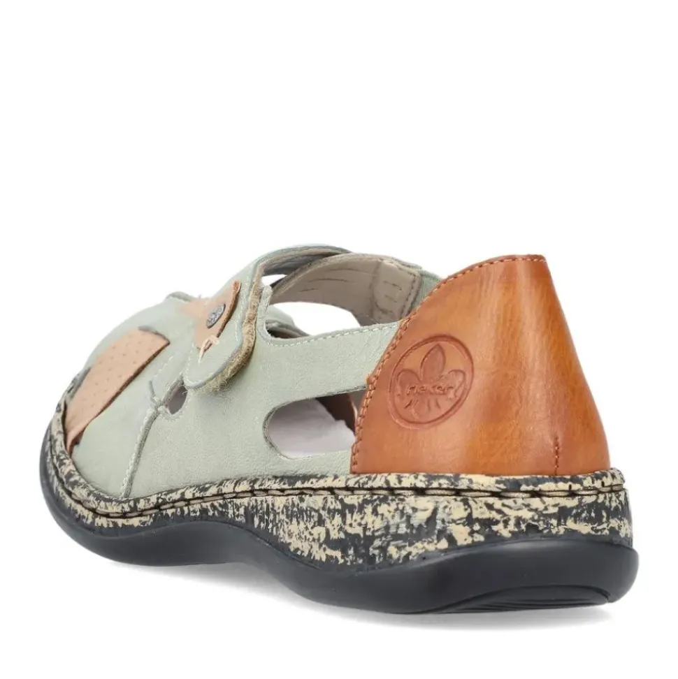 Rieker Antistress Damen Ballerina Klettverschluss Riemchen grün S13 46368-52