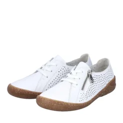 Rieker Antistress Damen Halbschuh Schnürschuh Lochmuster Leder weiß S12 54515-80