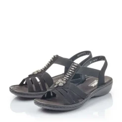 Rieker Antistress Damen Sandale Riemchensandale Gummizug schwarz S13 60806-00