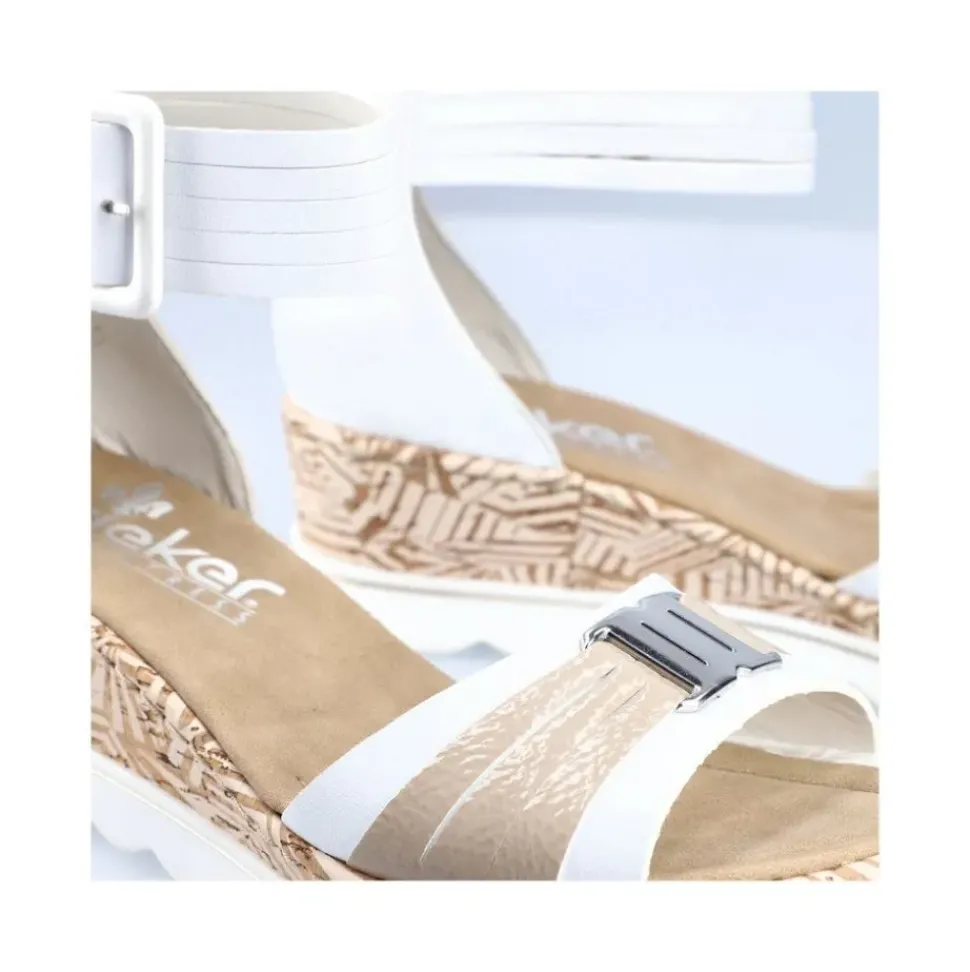 Rieker Antistress Damen Sandalette Keilabsatz Zierschnalle weiß S13 67191-80