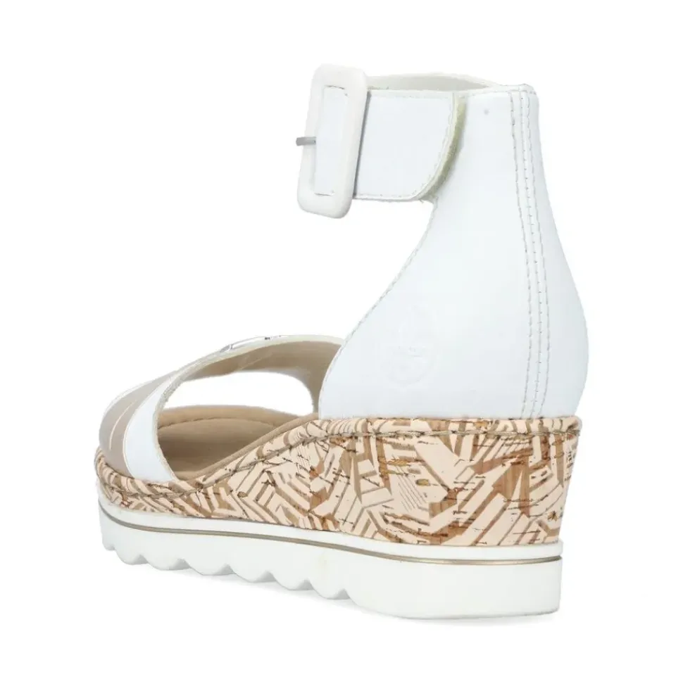 Rieker Antistress Damen Sandalette Keilabsatz Zierschnalle weiß S13 67191-80
