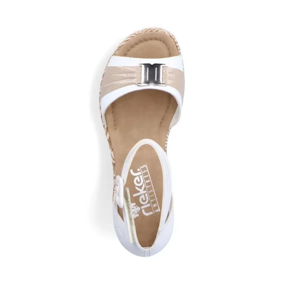 Rieker Antistress Damen Sandalette Keilabsatz Zierschnalle weiß S13 67191-80
