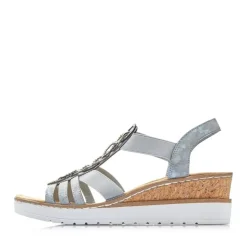 Rieker Antistress Damen Sandalette Keilabsatz Gummizug blau S13 V38H8-12