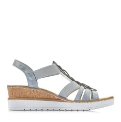 Rieker Antistress Damen Sandalette Keilabsatz Gummizug blau S13 V38H8-12