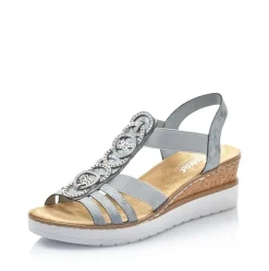 Rieker Antistress Damen Sandalette Keilabsatz Gummizug blau S13 V38H8-12