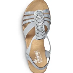 Rieker Antistress Damen Sandalette Keilabsatz Gummizug blau S13 V38H8-12