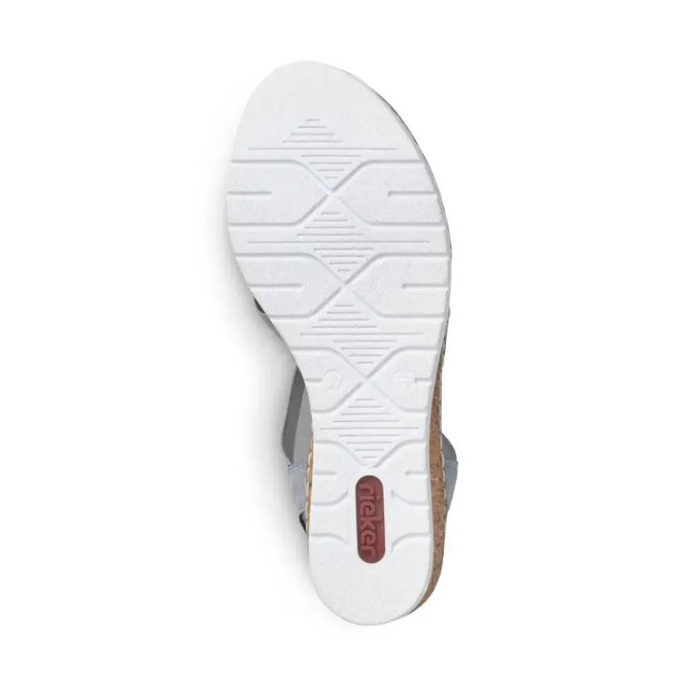 Rieker Antistress Damen Sandalette Keilabsatz Gummizug blau S13 V38H8-12