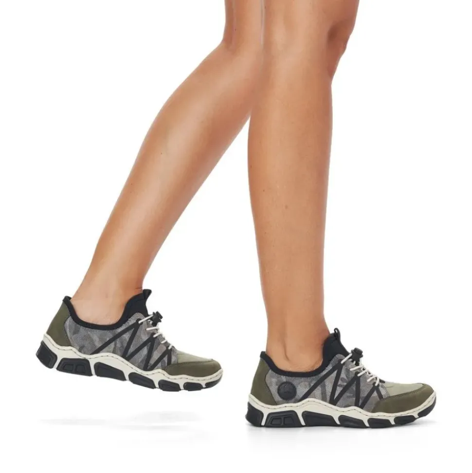 Rieker Antistress Damen Schlupfschuh Slipper sportlich Schnellschnürung grün S13 L0657-54