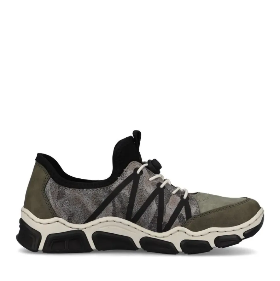 Rieker Antistress Damen Schlupfschuh Slipper sportlich Schnellschnürung grün S13 L0657-54