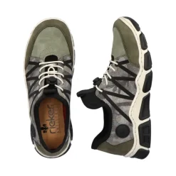 Rieker Antistress Damen Schlupfschuh Slipper sportlich Schnellschnürung grün S13 L0657-54